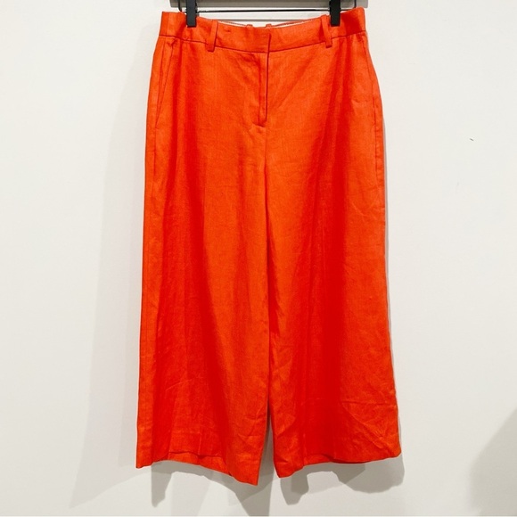 J.CREW Novelty Linen Gazebo Wide Leg Crop Pants Size 6 Coastal Colorful Preppy - Picture 2 of 8